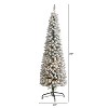 6ft. Flocked Pencil Artificial Christmas Tree with 300 Clear Lights and 438 Branches – Slim Snowy X-Mas Tree - 2 of 4