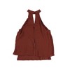 bar III Womens Keyhole Cold Shoulder Blouse, Brown, Small - 2 of 2