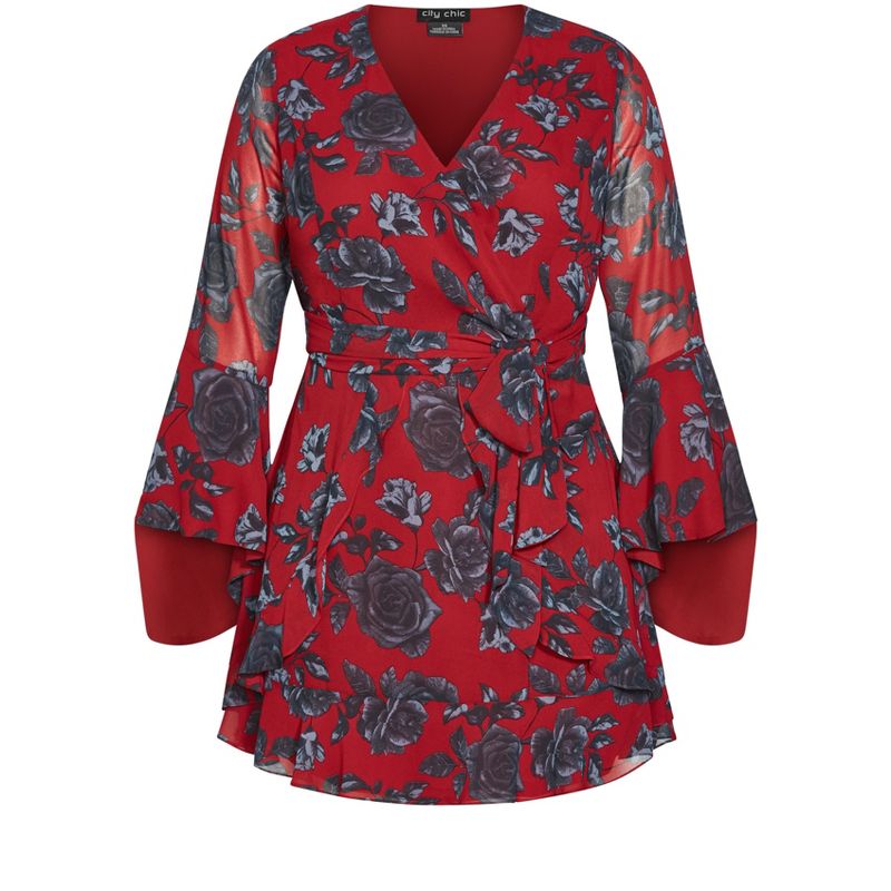 Women's Plus Size Ariarne Dress - red rose | CITY CHIC, 3 of 4