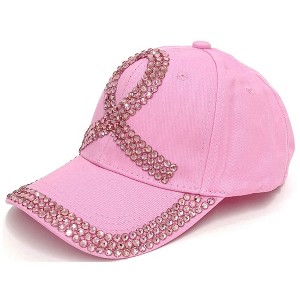 Women's Breast Cancer Awareness Crystal Bling Baseball Cap - 1 of 4