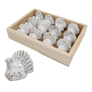 Transpac Mini White Turkey Figurines Set of 12 Fall Harvest Decor Indoor Use Gift Giving Unique Design for Seasonal Celebrations - 1 of 1