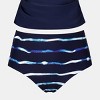 Women's Plus Size Navy Striped High-Waisted Swimsuit Bottoms - Cupshe - 2 of 4