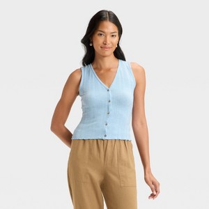 Women's Button-Front Knit Tank Top - Universal Thread™ - 1 of 3