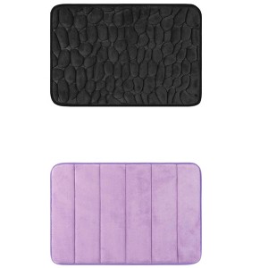 Unique Bargains 2Pcs Non Slip Absorbent Thick Soft Quick Dry Bathroom Bath Rugs - 1 of 4