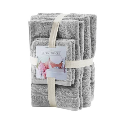 Nurture Sustainable Antimicrobial Cotton Blend Bath Towel Set in Gray