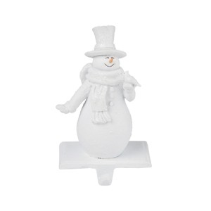 Gallerie II Happy Smiling Snowman Holding Bird Resin Stocking Holder - 1 of 2