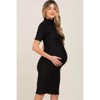 Pinkblush Black Ribbed Mock Neck Fitted Maternity Midi Dress - 2 of 4