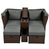 Oris PE Rattan Outdoor Patio Double Daybed, 2-Seater Loveseat Sofa with Foldable Canopy and Cushions, Tanning Near Me - Maison Boucle - 3 of 4