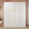 Keloyid White Wood 62.95 in. Armoire with 3 Drawers, 7 Shelves and Hanging Rods - 4 of 4