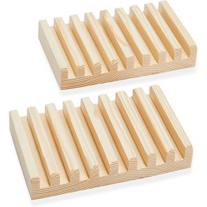 Juvale 2 Pack Wood Coaster Holders, Display Stand Hold Up to 8 Coaster, 3.9-Inch, for Home Decoration, Gift - 1 of 4