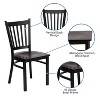 Flash Furniture 4 Pk. HERCULES Series Black Vertical Back Metal Restaurant Chair - Mahogany Wood Seat - 4 of 4