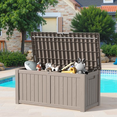 Lirago 180 Gal 680L Outdoor Storage Box with Lid Weatherproof Polypropylene Resin UV Protected KD Design Brown