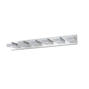 Dolonm Modern Chrome LED Vanity Light, Square Acrylic Lampshades Wall Mount Fixture for Bathroom, Mirror Lighting - 1 of 4