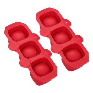 Unique Bargains Silicone Flexible Reusable 3-Cavity Ice Cube Trays 2 Pcs - 1 of 4