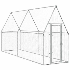 vidaxl Chicken cage Walk-in Hen coop Silver Galvanized Steel Poultry Enclosure 157.5"x39.4"x74.8" Outdoor Birds Rabbits Ducks Lockable Door - 1 of 4