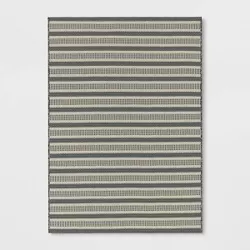 Powerloom Stripe Outdoor Rug Sage/Charcoal Gray - Threshold™ designed with Studio McGee