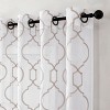 Kate Aurora Transcendence 1 Piece Grommet Top Embroidered Sheer Trellis Clover Window Curtain Panel - 2 of 4