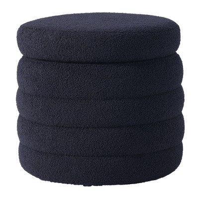 WestinTrends Alexandria Mid-Century Modern Faux Shearling Shearling Round Storage Ottoman