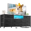 Furnulem 55” Long Dresser for Bedroom TV Stand for 55 to 65 inch TV Black Dresser with 10 Fabric Drawers Chest Center with Power Outlet LED Light - 2 of 4