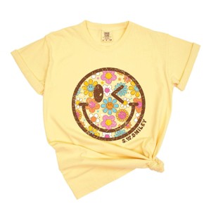 Simply Sage Market S.W.Smiley Groovy Floral Outline Garment Dyed Tee - 1 of 4