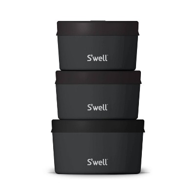 S'well Food Storage Canister Set Onyx: Stainless Steel, 3-Piece Kitchen Set, Dishwasher-Safe, 10-24 oz Capacity