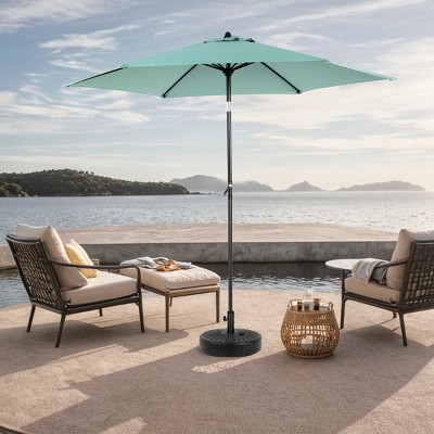9FT Outdoor Patio Double Sided Umbrella With 6 Steel Ribs,Table Umbrella With Push Button Tilt And Crank,Base Not Included-Coolbibila