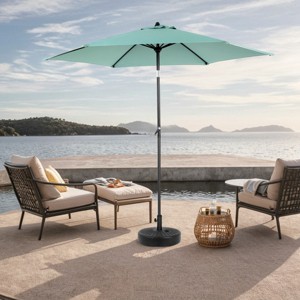 9FT Outdoor Patio Double Sided Umbrella With 6 Steel Ribs,Table Umbrella With Push Button Tilt And Crank,Base Not Included-Coolbibila - 1 of 4