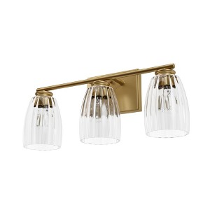 3-Light Rossmoor Clear Glass Bathroom Vanity Wall Light Fixture Luxe Gold - Hunter Fan - 1 of 4