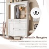 PAGED Wooden Hall Tree with Shoe Storage Modern Coat Rack with 6 Hooks, Storage Cabinet for Entrance, Living Room - 4 of 4