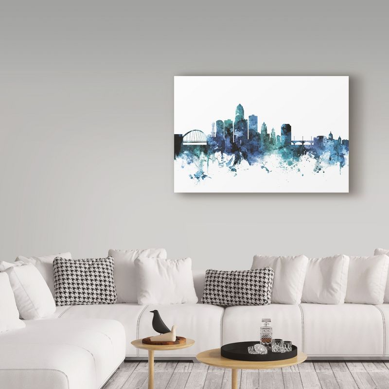 Trademark Fine Art -Michael Tompsett 'Des Moines Iowa Blue Teal Skyline' Canvas Art, 3 of 4