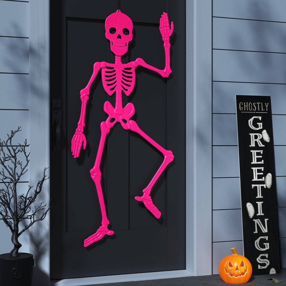 Photos - Other Decoration 59" Jointed Skeleton Halloween Decorative Prop Neon Pink - Hyde & EEK! Bou