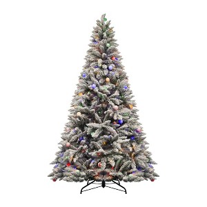 YARDSIGHT 6 ft. Pre-Lit Snow Flocked Hinged Artificial Christmas Tree, Premium Holiday Decoration with 300 LED Lights - 1 of 4