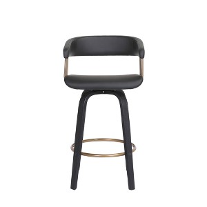 HomeRoots 26" Black Faux Leather Swivel Counter Height Bar Chair - 1 of 4