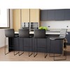 LeisureMod Brooklyn 29.9" Modern Leather Bar Stool with Black Iron Base & Footrest Set of 2 - image 2 of 4