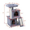 Sandinrayli 34” H Luxury 3-Tier Kitten Cat Tree with 2 Condos, Top Perch, Scratching Posts for Playing, Napping, Jumping, Light Gray - 2 of 4
