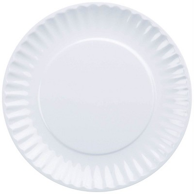 White Melamine Chip-Resistant Picnic Plates, Set of 12