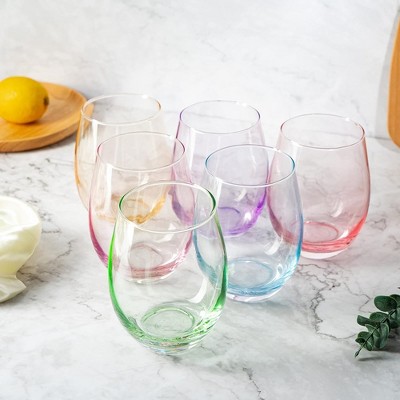 The Wine Savant Italian Colored Crystal Drinking Glasses, Perfect For