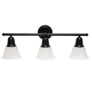 3 Light Metal and Alabaster White Glass Shade Vanity Wall Light Fixture with Metal Accents - Lalia Home - 1 of 4