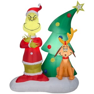 Gemmy 6 ft Airblown® Blowup Inflatable Grinch & Max with Tree &Built-In LED Lights Outdoor Decoration - Red - 1 of 3