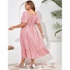 Plus Size Summer Dress for Women Square Neck Casual Boho A Line Maxi Dress - 4 of 4