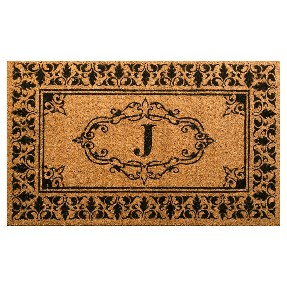 nuLOOM Monogrammed Doormat - Letter J (2' 6 x 4'), Light Brown - J