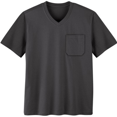 Collections Etc Men's Patch Pocket V-Neck Short Sleeve T-Shirt