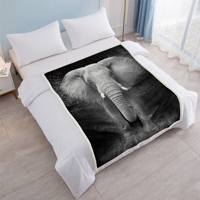 Boersma Elephant Plush Throw Blanket for Kids - 50" x 60" Ultra Soft Fleece Blanket, Grey & Black Elephant Design