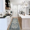 2 x 6 ft Polyester Blue Rectangular Hallway Bathroom Entryway Kitchen Office Foldable Flower Printed  Washable Area Rug - 4 of 4