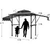 8x5ft Grill Gazebo Canopy w/LED Lights, 2 Shade Panels, Bottle Opener & Hooks – BBQ Shelter for Backyard, Patio, Garden - 3 of 4