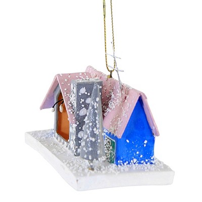 Pink Mid-Century Modern House Holiday Ornament