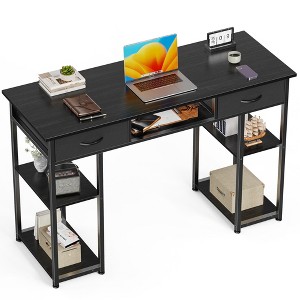 ChicFurnit Desks Gaming Table Computer Desk Writing Study PC Table with Storage Space Fabric Side Bag for Home Office, Black, 47.2"*15.7"*30.7" - 1 of 4