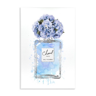 Stupell Industries Blue Flowers Perfume Bottle, 10" x 15"