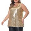 Agnes Orinda Women's Plus Size V Neck Sleeveless Front Sparkle Glitter Sequin Packs Tank Tops - 2 of 4