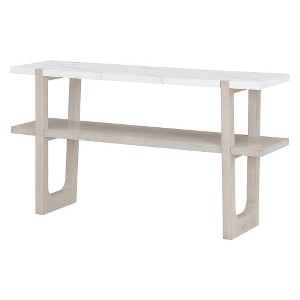 LIVAREEmlen Narrow Console Table with Marble-Effect Top, Retro Entryway Table with Open Shelf for Entryway, Hallway and Living Room - 1 of 4